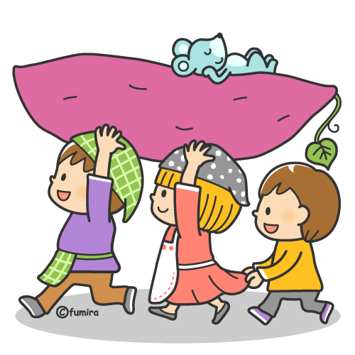 おいもと子供たちのイラスト（カラー）