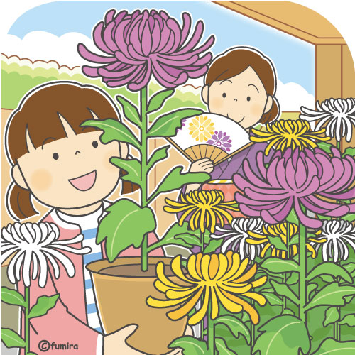 �e�Ղ�ŋe�̔��������Ă��鏗�̎q�̃C���X�g�i�J���[�j