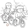 家族でサイクリングをするイラスト