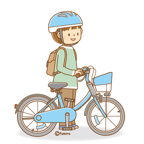 自転車と女の子のイラスト（ソフト）