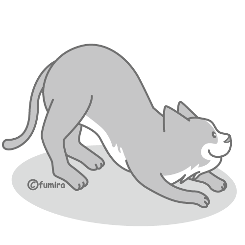 灰色の猫のイラスト モノクロ