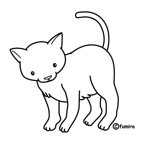 猫のイラスト ぬりえ 子供と動物のイラスト屋さん わたなべふみ