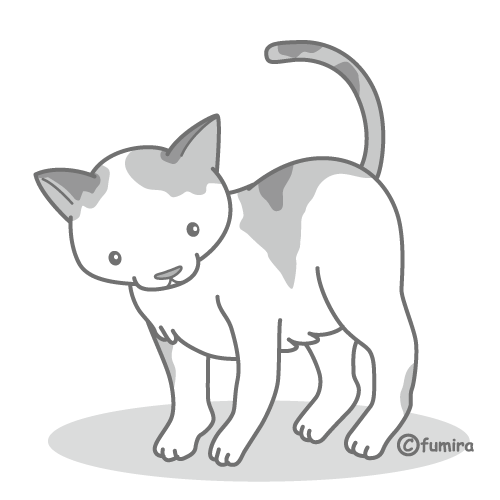 猫のイラスト モノクロ 子供と動物のイラスト屋さん わたなべふみ