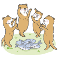魚を並べて踊っているかわうそのイラスト(カラー) 魚を並べて踊っているかわうそのイラスト(カラー)