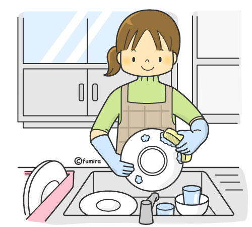 ホームヘルパー・家事・皿洗い（カラー）