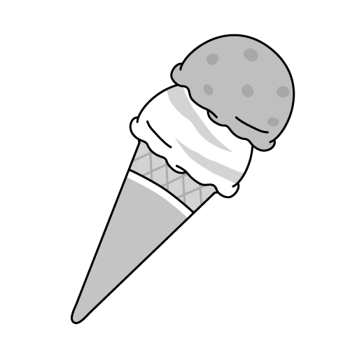 アイスクリームのイラスト モノクロ