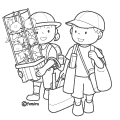夏休みで荷物を持ち帰る子どもたちのイラスト(ぬりえ) 夏休みで荷物を持ち帰る子どもたちのイラスト(ぬりえ)