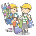 夏休みで荷物を持ち帰る子どもたちのイラスト(カラー) 夏休みで荷物を持ち帰る子どもたちのイラスト(カラー)