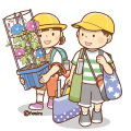 夏休みで荷物を持ち帰る子どもたちのイラスト(ソフト) 夏休みで荷物を持ち帰る子どもたちのイラスト(ソフト)