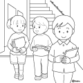 教室移動で廊下を歩いている小学生のイラスト(ぬりえ) 教室移動で廊下を歩いている小学生のイラスト(ぬりえ)