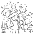 歩きながら話をしている色々な人種の学生と先生のイラスト(ぬりえ) 歩きながら話をしている色々な人種の学生と先生のイラスト(ぬりえ)