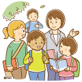 歩きながら話をしている色々な人種の学生と先生のイラスト(ソフト) 歩きながら話をしている色々な人種の学生と先生のイラスト(ソフト)