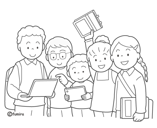 いろいろな国の子どもたちのイラスト（ぬりえ）