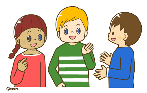 外国の子供とコミュニケーションを取る小学生のイラスト ソフト 子供と動物のイラスト屋さん わたなべふみ