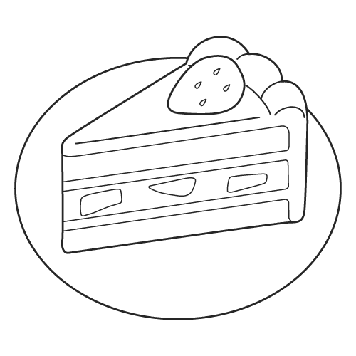 いちごのショートケーキのイラスト（ぬりえ）