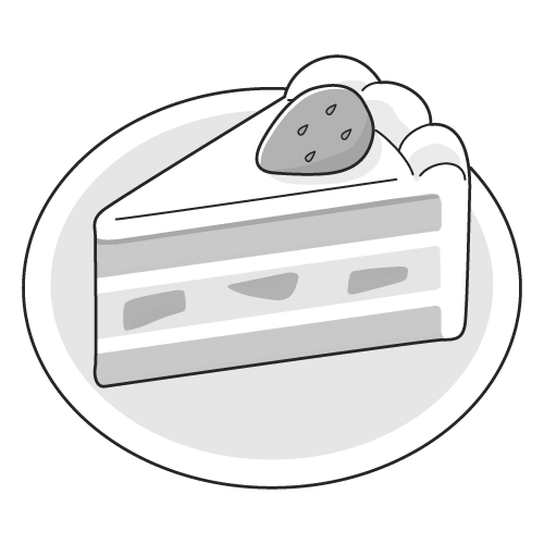 いちごのショートケーキのイラスト（モノクロ）