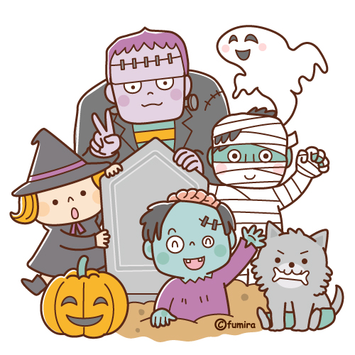 ハロウィンのモンスターのイラスト ソフト 子供と動物のイラスト屋さん わたなべふみ