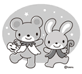 くまとうさぎ(モノクロ)