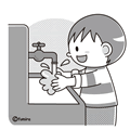 手洗い（モノクロ）
