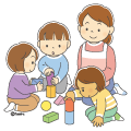 積み木で遊んでいる子どもたちのイラスト(カラー) 積み木で遊んでいる子どもたちのイラスト(カラー)