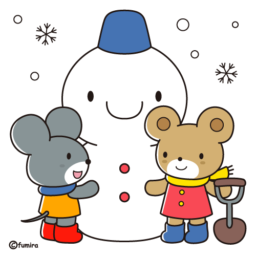 雪だるまのイラスト カラー 子供と動物のイラスト屋さん わたなべふみ