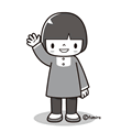 手をあげる女の子(モノクロ)