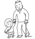 おじいちゃんと子ども(ぬりえ)