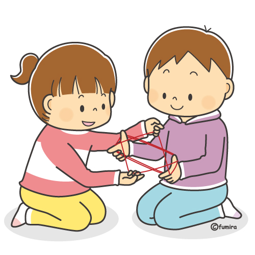 あやとりをする子供たちのイラスト カラー 子供と動物のイラスト屋さん わたなべふみ あやとりをする子供たちのイラスト カラー 子供と動物のイラスト屋さん わたなべふみ