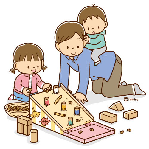 おもちゃのすべりだいで遊ぶ子供と保育士さんのイラスト ソフト 子供と動物のイラスト屋さん わたなべふみ