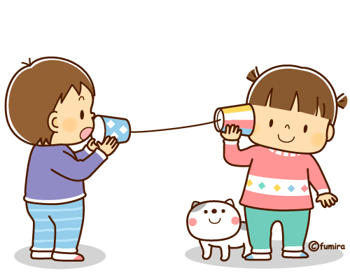 糸電話で遊ぶ子どものイラスト2（ソフト）

