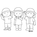 帽子をかぶるこどもたち(ぬりえ) 帽子をかぶるこどもたち(ぬりえ)