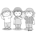 帽子をかぶるこどもたち(モノクロ) 帽子をかぶるこどもたち(モノクロ)