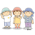 帽子をかぶる子どもたちのイラスト(カラー) 帽子をかぶる子どもたちのイラスト(カラー)
