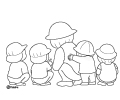 並んで何かを見ている子どもたちの後ろ姿のイラスト(ぬりえ) 並んで何かを見ている子どもたちの後ろ姿のイラスト(ぬりえ)