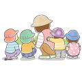 並んで何かを見ている子どもたちの後ろ姿のイラスト(カラー) 並んで何かを見ている子どもたちの後ろ姿のイラスト(カラー)