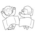 お昼寝する子どもたちのイラスト(ぬりえ) お昼寝する子どもたちのイラスト(ぬりえ)