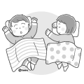 お昼寝する子どもたちのイラスト(モノクロ) お昼寝する子どもたちのイラスト(モノクロ)