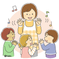 手遊びをする子どもたちと保育士さんのイラスト(カラー) 手遊びをする子どもたちと保育士さんのイラスト(カラー)