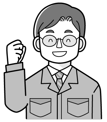 メガネをかけたお父さんイラスト（モノクロ）