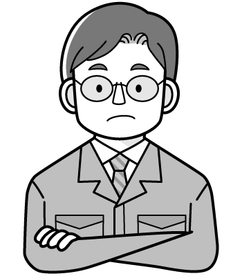 メガネをかけたお父さんイラスト（モノクロ）