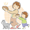 チョコチップクッキーを焼いた親子のイラスト(カラー) チョコチップクッキーを焼いた親子のイラスト(カラー)