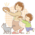 チョコチップクッキーを焼いた親子のイラスト(ソフト) チョコチップクッキーを焼いた親子のイラスト(ソフト)