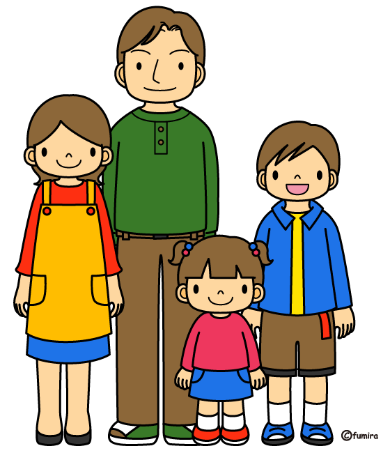 ４人家族・親子のイラスト（カラー）