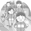 公園でジョギングをする家族のイラスト 公園でジョギングをする家族のイラスト