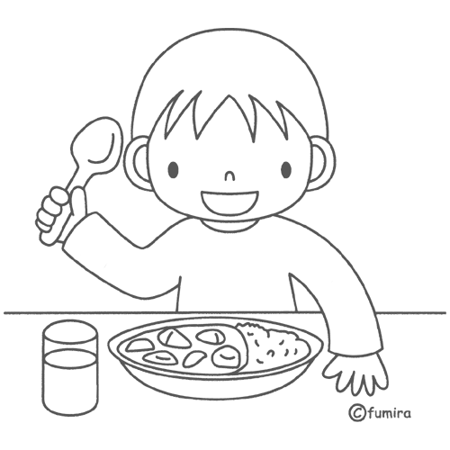 イラスト カレーライス ぬりえ 子供と動物のイラスト屋さん わたなべふみ