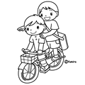 自転車2人乗り(ぬりえ)