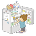 冷蔵庫をあける子ども（カラー）