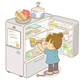 冷蔵庫をあける子ども（ソフト）