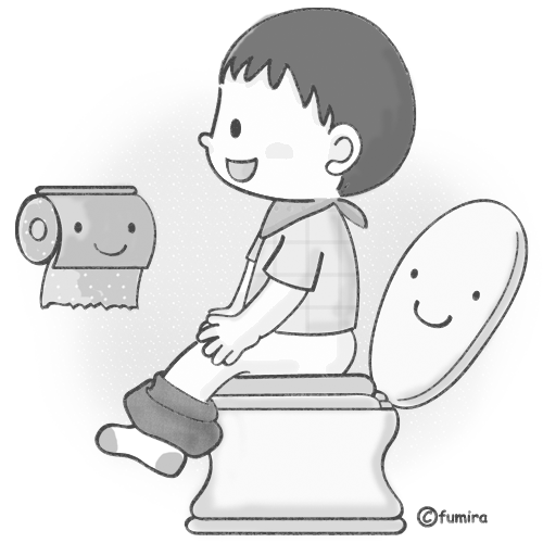 イラスト・トイレトレーニング(モノクロ） 