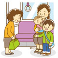 電車で席を譲るこども